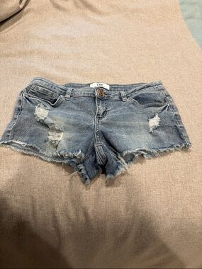 YMI Women’s Light Blue Distressed Denim Cutoff Shorts